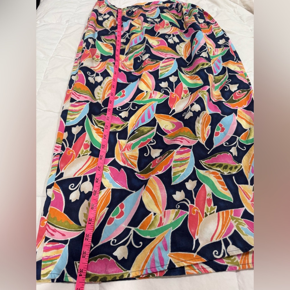 Talbots Womens Maxi Skirt Size 8 Colorful Cotton Corduroy Leaf Print Wrap Petite - Picture 11 of 11